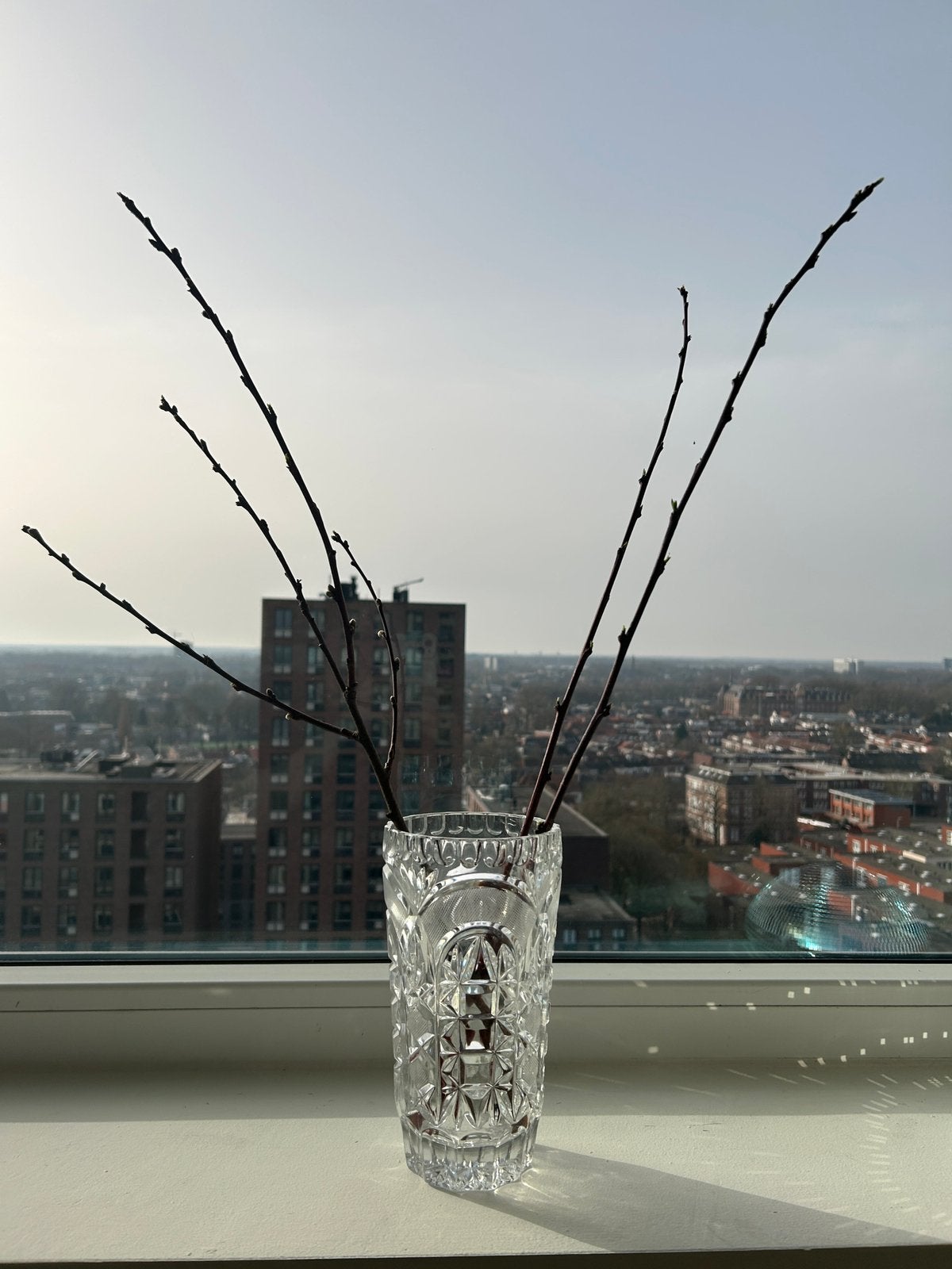 Vintage kristal vaas 22 cm, Ophalen of Verzenden
