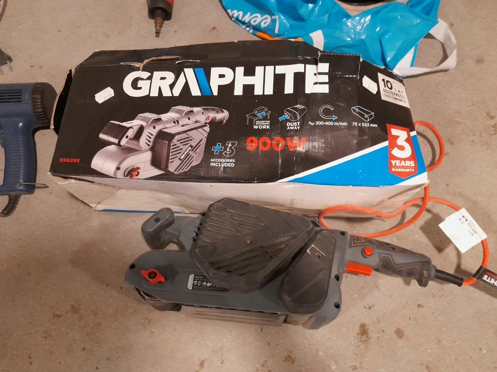 Graphite bandschuurmachine 900W, Doe-het-zelf en Verbouw, Ophalen of Verzenden, Gebruikt, 600 tot 1200 watt, Bandschuurmachine