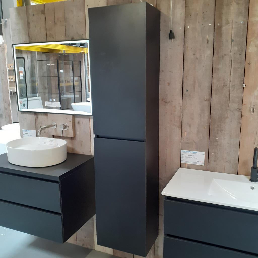 OPRUIMING! Mat zwarte kolomkast, Badkamer, Kode, 170 cm, Ophalen of Verzenden, Nieuw, Zwart