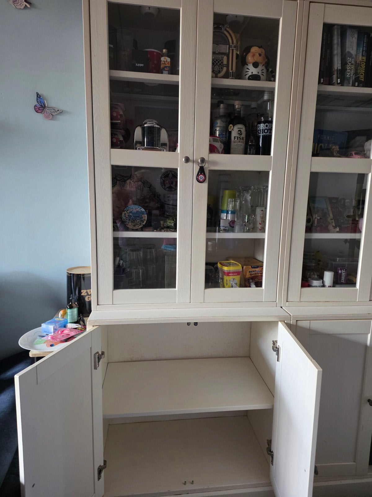 2 Grote Witte Buffetkasten  - Zo goed als nieuw, Huis en Inrichting, Ophalen, Met deur(en), 200 cm of meer, Overige houtsoorten
