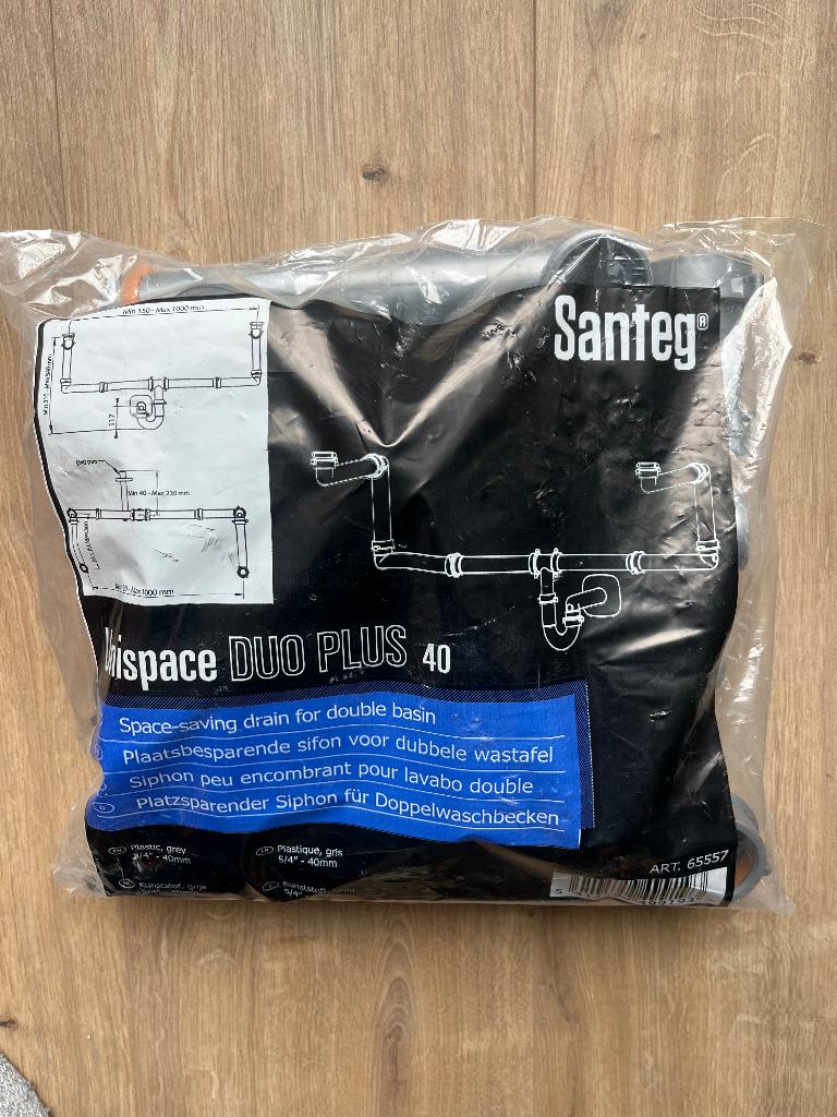 Dubbele sifon set, Santeg Unispace Duo Plus 40mm, Doe-het-zelf en Verbouw, Sanitair, Ophalen, Nieuw, Overige typen