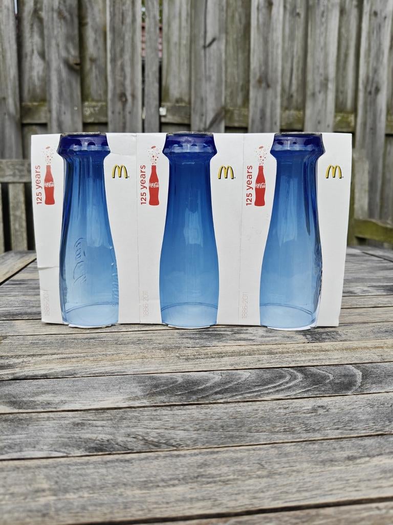 Coca-Cola McDonald's Glazen - 125 jaar editie (3 stuks), Huis en Inrichting, Keuken | Servies, Glas of Glazen, Nieuw, Ophalen of Verzenden