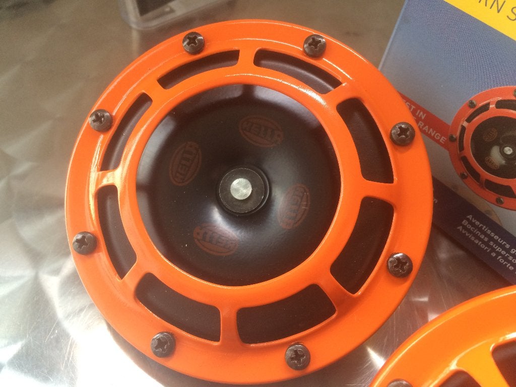 Hella Supertone 118db Claxon set (oranje orange), Auto diversen, Ophalen of Verzenden