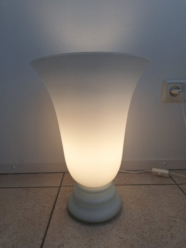 Vintage opaline glazen vaaslamp van fabrikant Vianne, Ophalen, Gebruikt, Vintage, Overige fittingen
