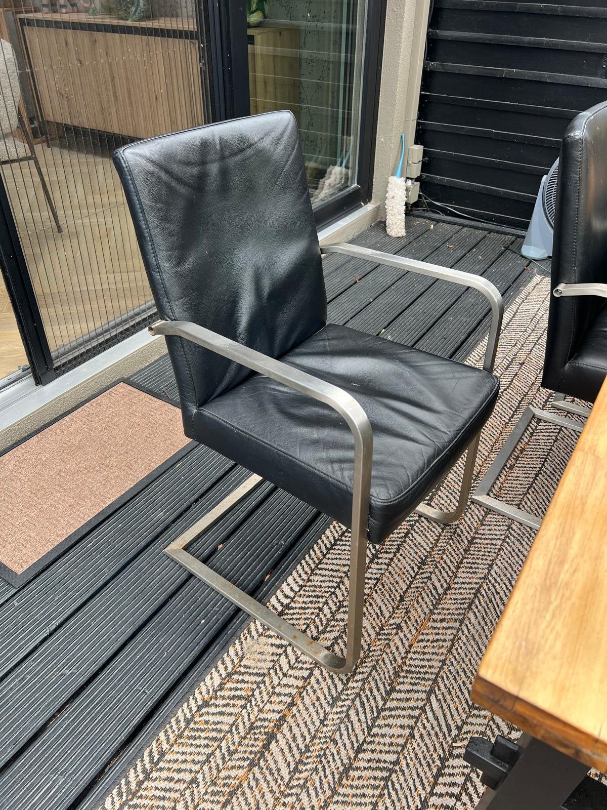 6 eetkamerstoelen leder zittingen, Ophalen, Gebruikt
