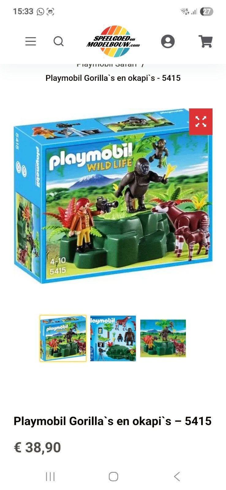 Playmobil Wild Life Gorilla's en Okapi's - 5415, Ophalen of Verzenden, Zo goed als nieuw, Jongen of Meisje