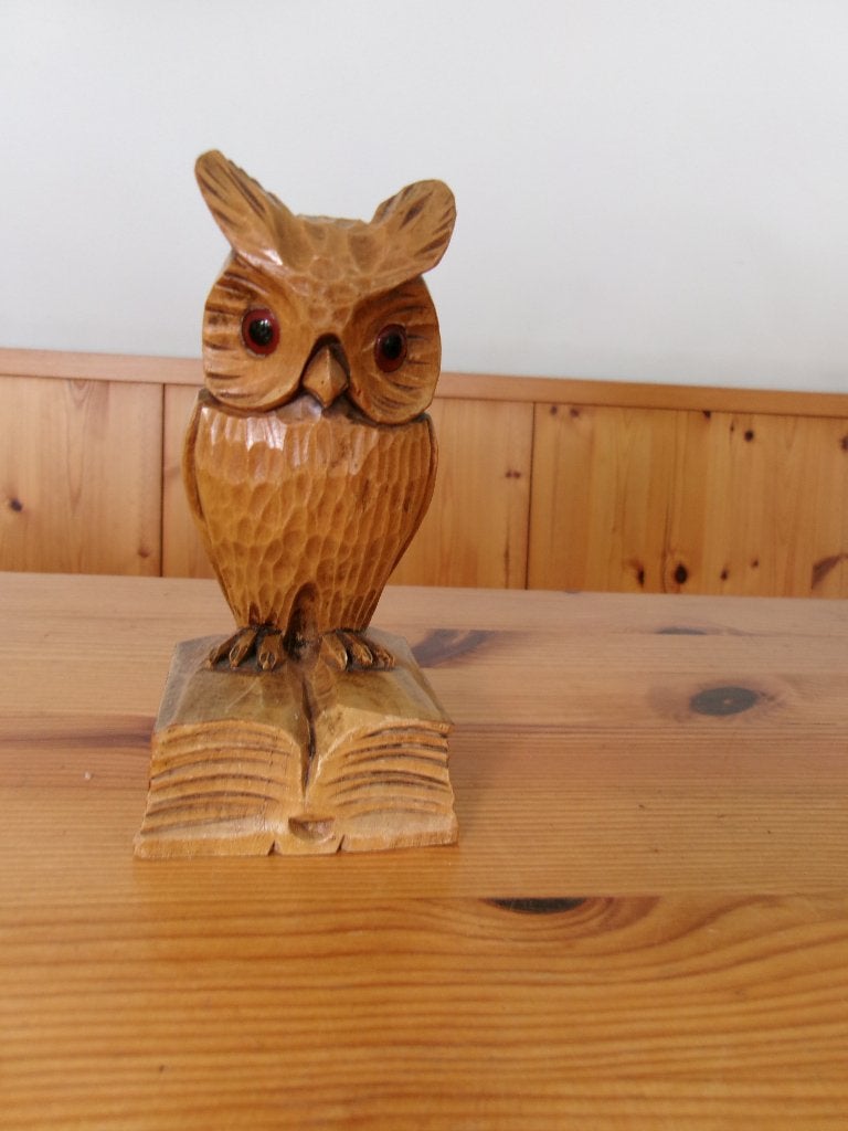 Uil - Hout, Houtsnijwerk, Minder dan 20 cm, Ophalen of Verzenden, Hout