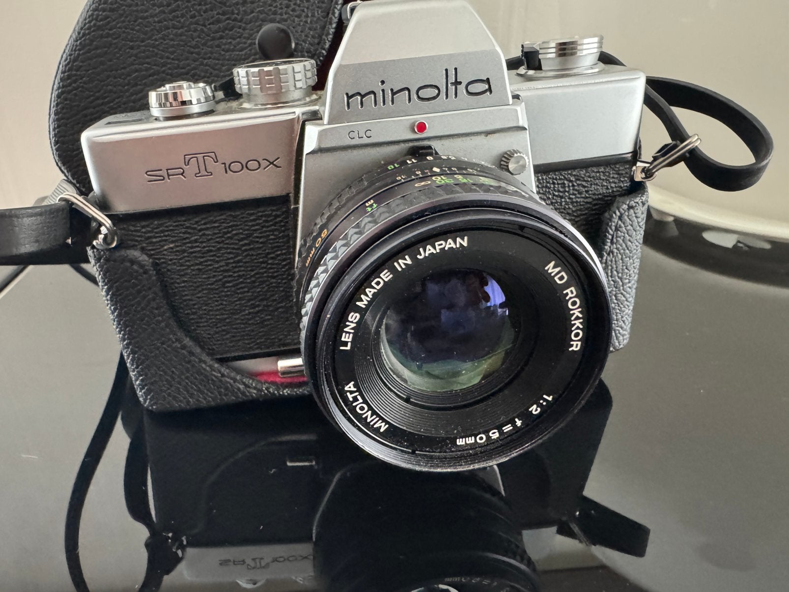 Minolta SR T 100x 35mm SLR Camera +MD Rokkor 50mm f/2 + Case, Ophalen of Verzenden, Gebruikt, Spiegelreflex, Minolta