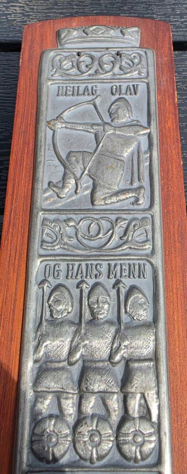 Vintage Noors tinnen wanddecoratie Heilag Olav og hans Menn, Antiek en Kunst, Ophalen of Verzenden