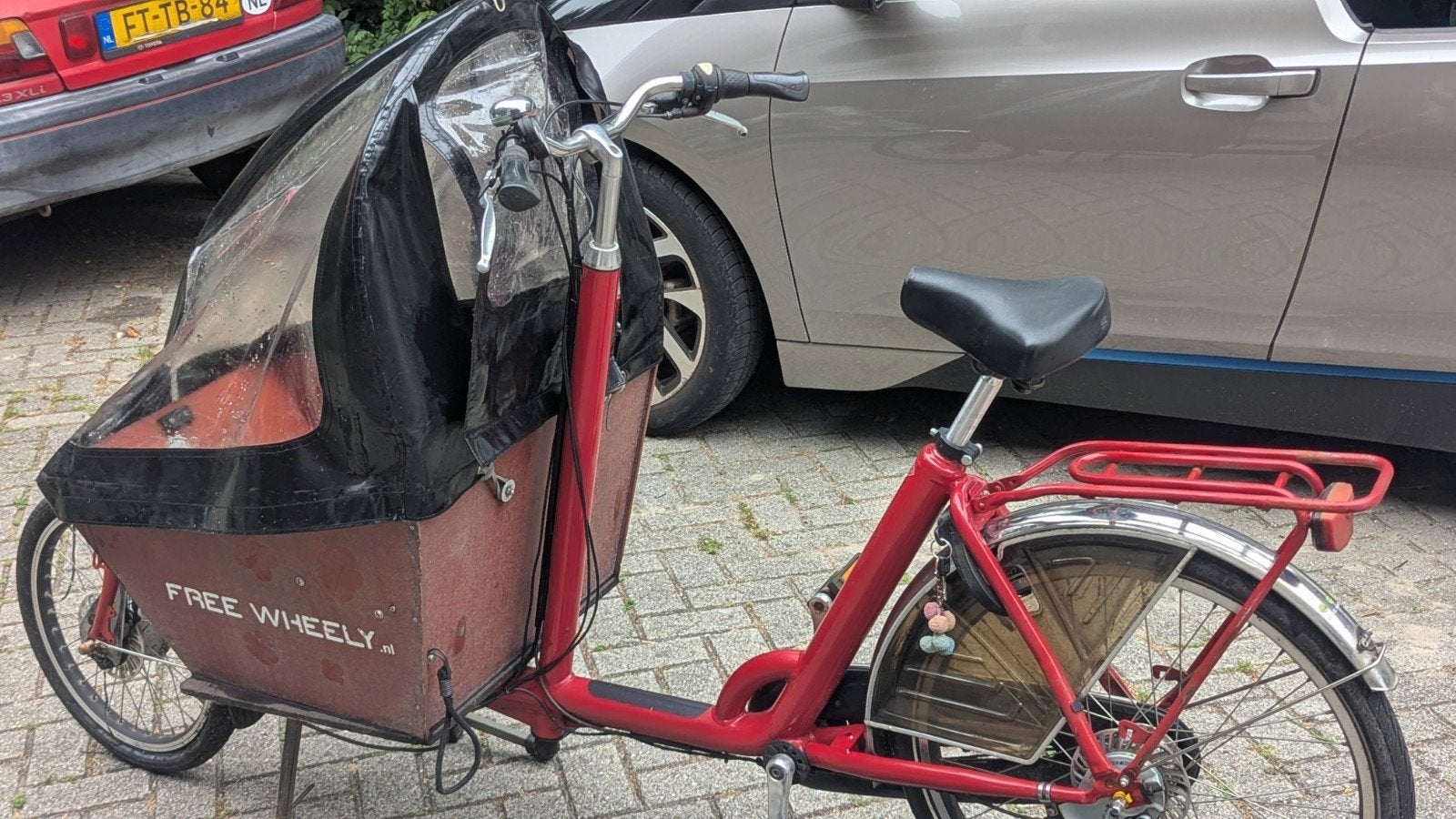 Elektrische cargo bike short, Gebruikt, Huif, 2 kinderen, Schijfrem