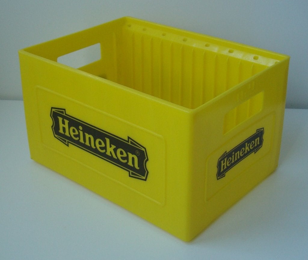 Heineken cd kratje geel/zwart, Verzamelen, Biermerken, Ophalen, Gebruikt, Overige typen, Heineken