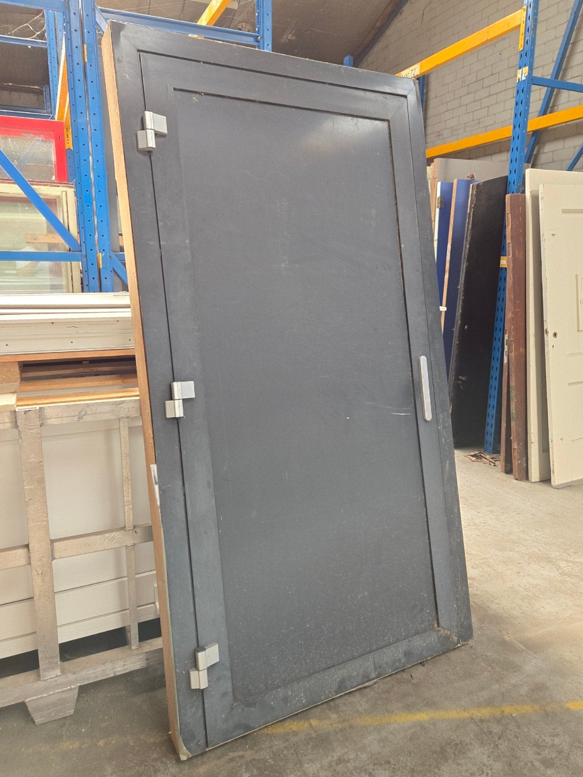 Antraciet aluminium buitendeur, Ophalen, Buitendeur, 200 tot 215 cm