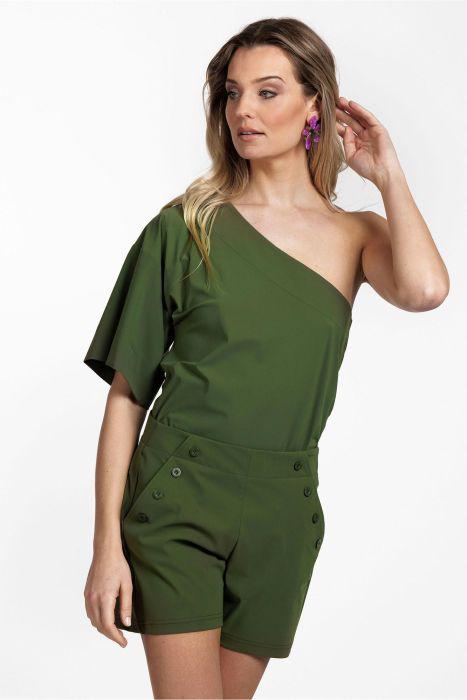 Studio Anneloes one shoulder Army top travelstof mt XXL, Studio Anneloes, Maat 46/48 (XL) of groter, Ophalen of Verzenden, Zo goed als nieuw