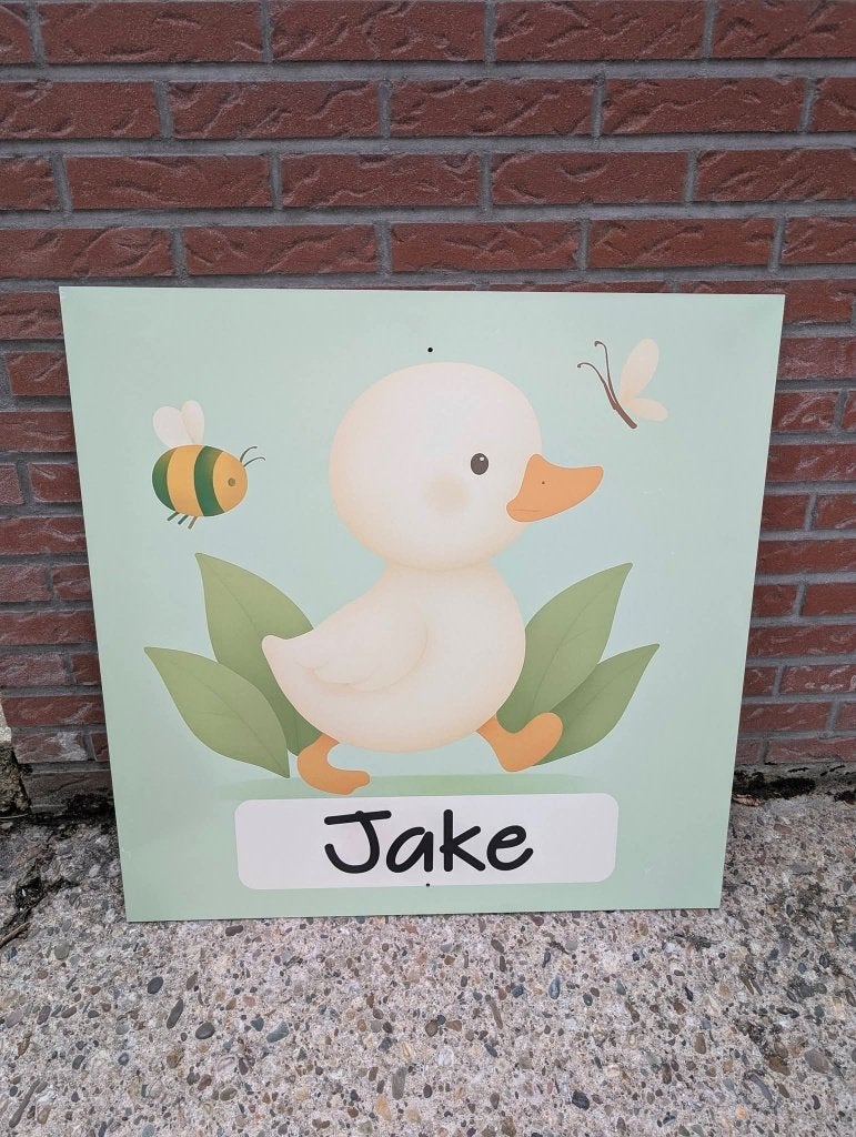 Geboortebord Eendje, Kinderen en Baby's, Kraamcadeaus en Geboorteborden, Ophalen, Zo goed als nieuw, Geboortebord