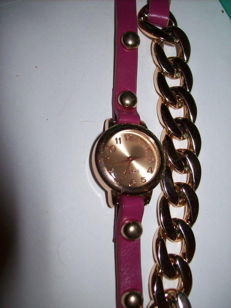 Armband Horloge Mooi Goudkleur Roze Drukker sluiting, Sieraden, Tassen en Uiterlijk, Overige materialen, Overige kleuren, Verzenden