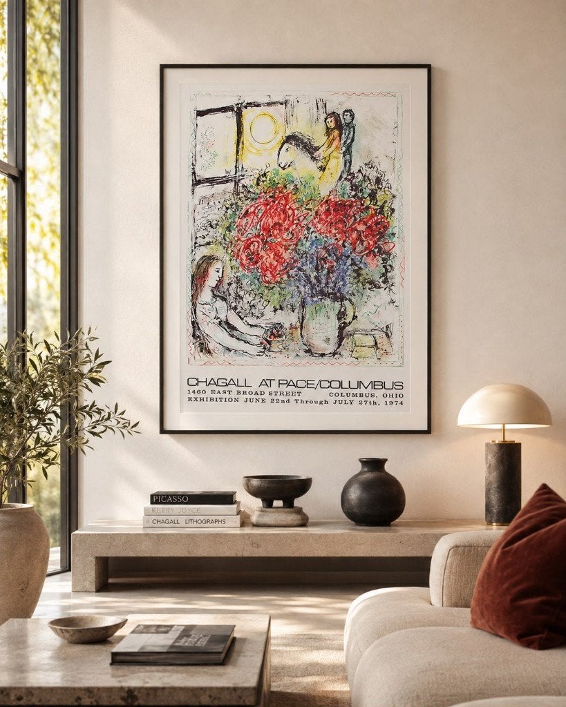 Marc Chagall Lithografie 'Chagall at Pace/Columbus' 1974, Ophalen of Verzenden, Film en Tv