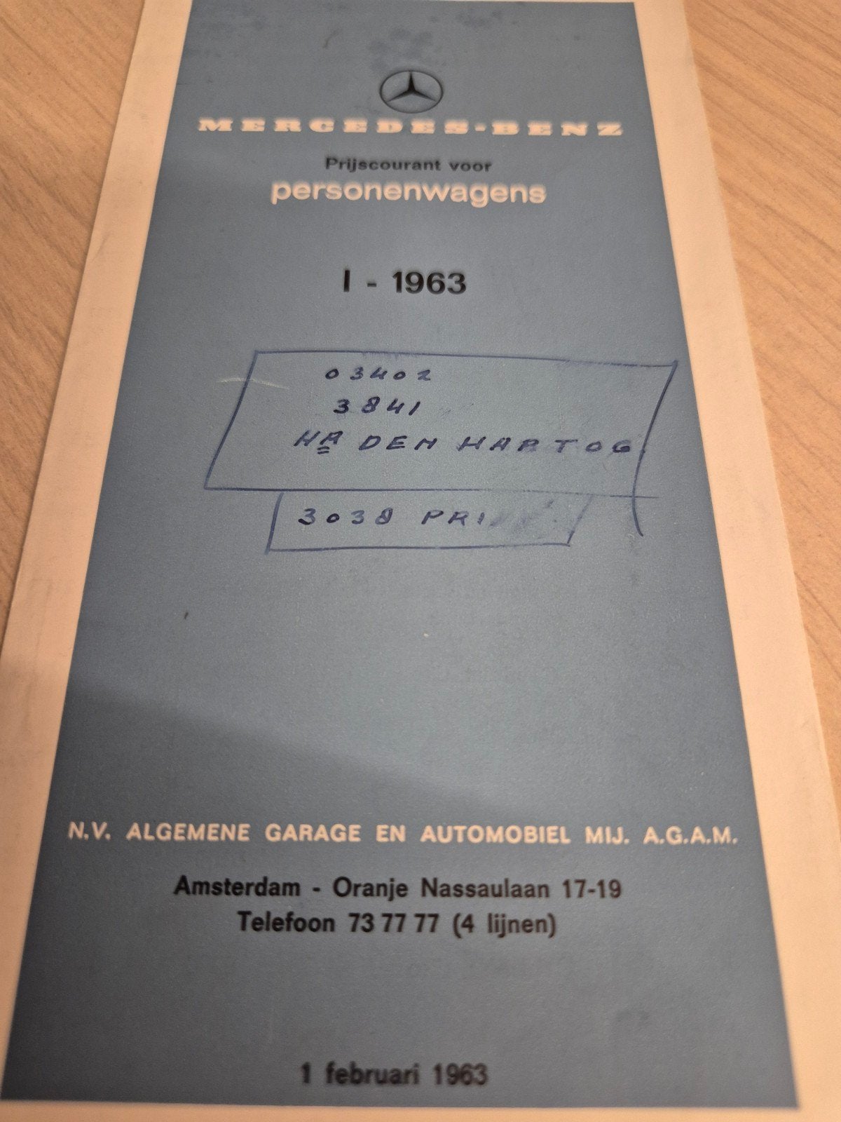 1963 NL Mercedes prijslijst 190SL cabrio 300SEL 250SE coupés, Ophalen of Verzenden, Mercedes