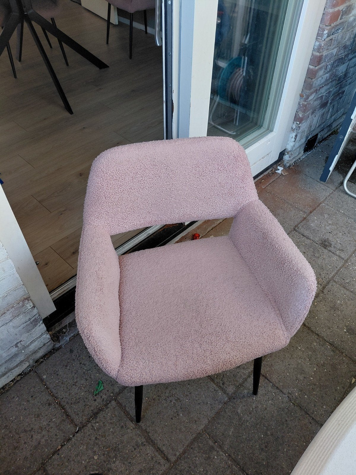4x Roze Teddy Stof Eetkamerstoelen, Overige kleuren, Ophalen of Verzenden, Zo goed als nieuw, Vier