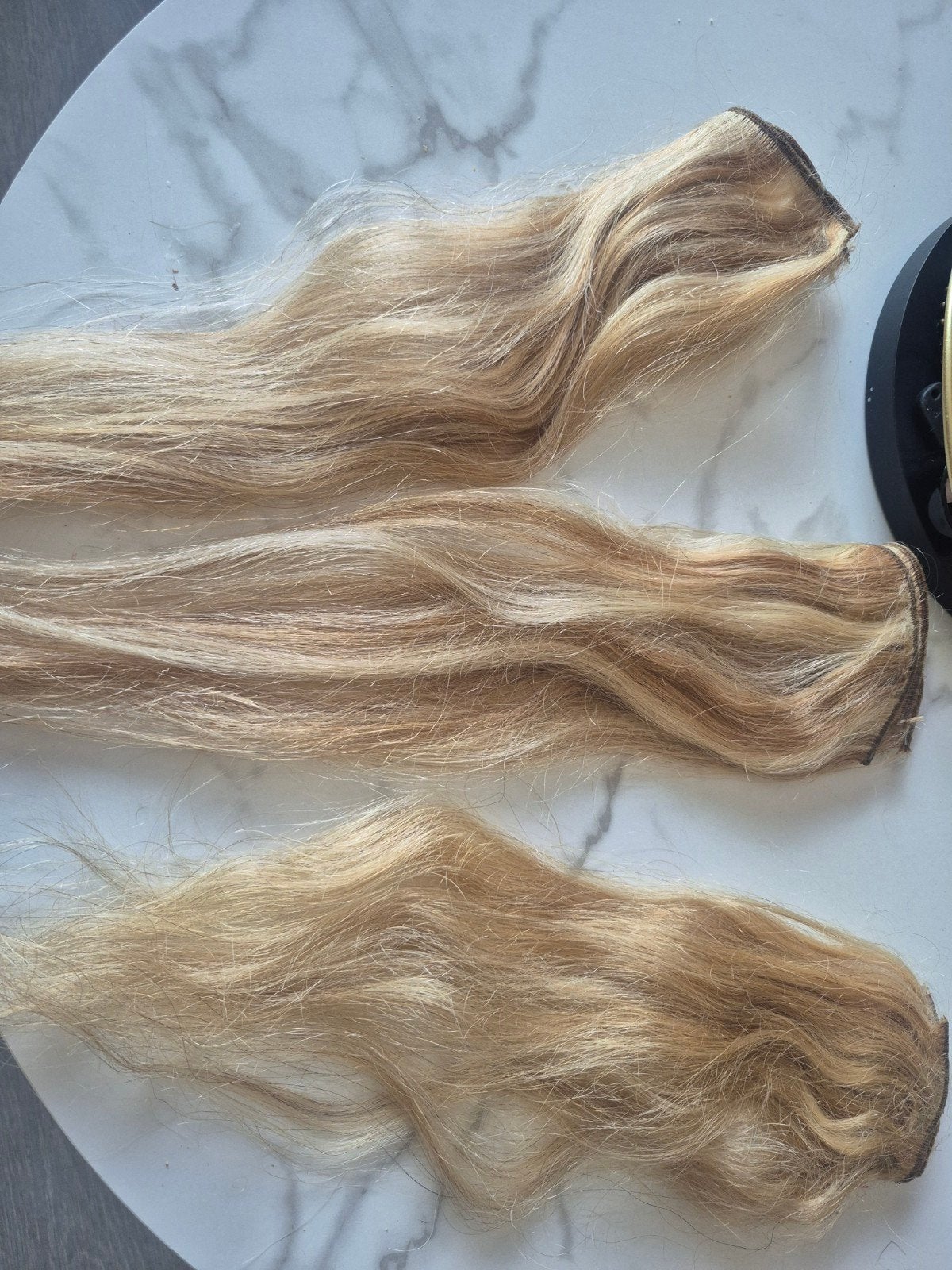 Blonde haarverlenging - human hairweave, Ophalen of Verzenden, Gebruikt, Pruik of Haarverlenging
