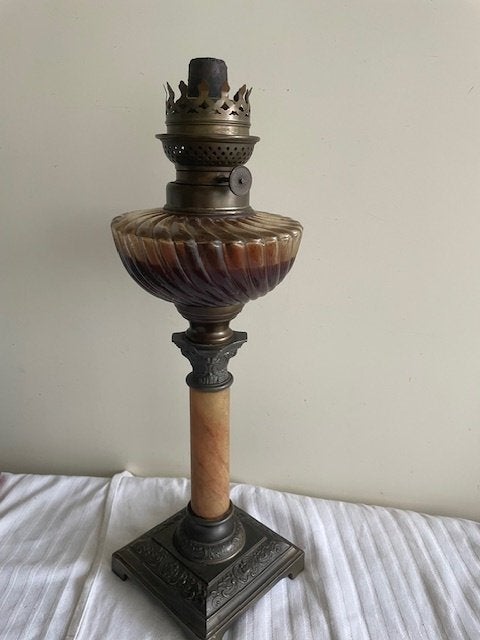 Antieke  Tafel Olielamp, Ophalen of Verzenden