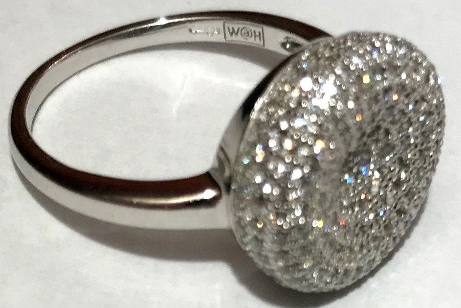 925 sterling zilveren ring bezaaid met Zirkonia, maat 17,5, Verzenden, Zo goed als nieuw, 17 tot 18, Dame of Heer