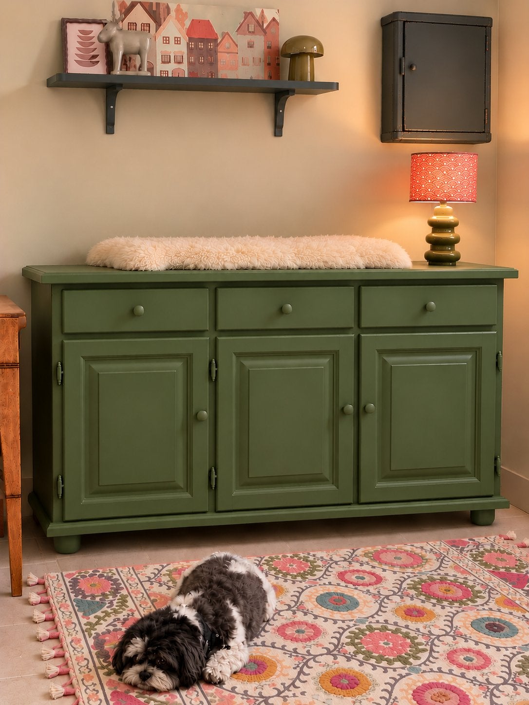 Bij Cedante prachtige commode in oud groen, Gebruikt, Cedante, 50 tot 70 cm, Ophalen of Verzenden