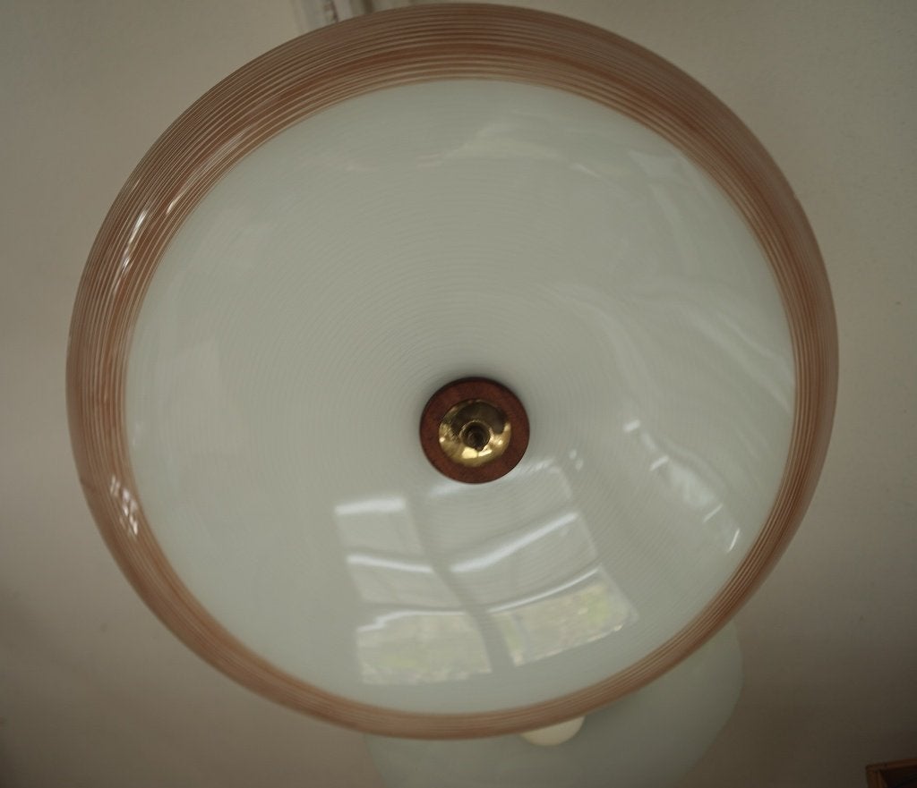 vintage '60/'50 schaal plafondlamp plafonnière groot glas o., Ophalen, Gebruikt, Metaal, Vintage