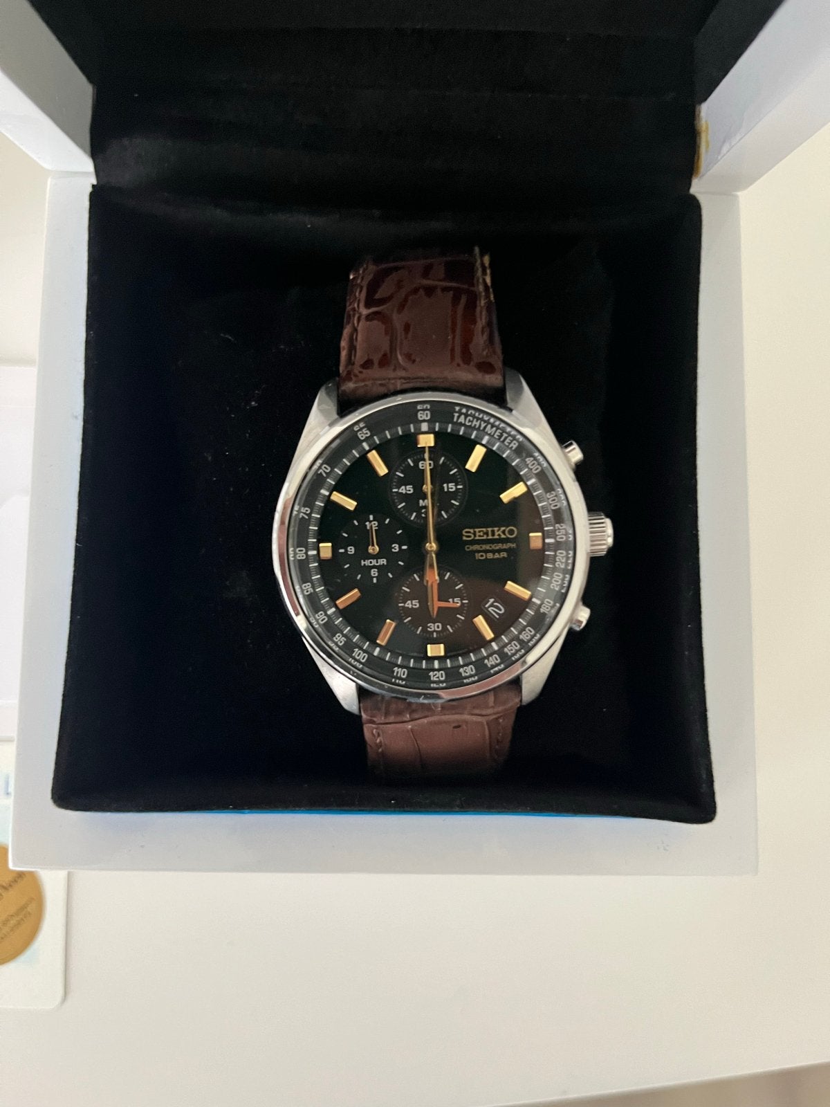 Seiko Chronograaf Polshorloge met Bruine Leren Band, Ophalen, Seiko, Staal, Polshorloge