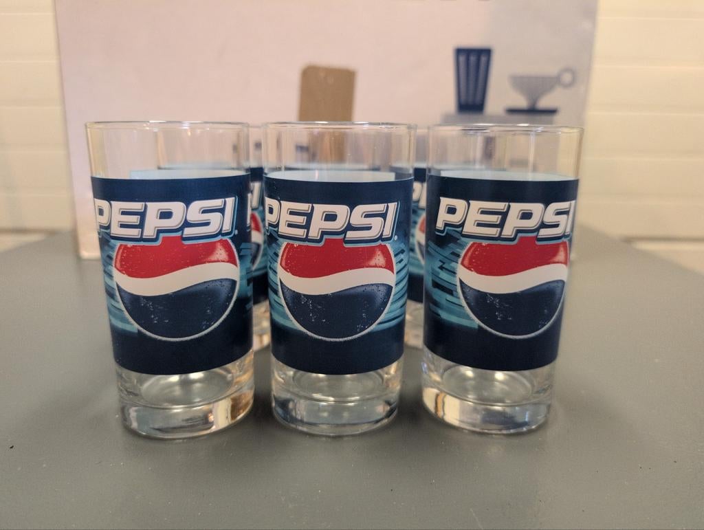 6 Pepsi Cola glazen, Ophalen of Verzenden, Meerkleurig, Overige merken, Glas