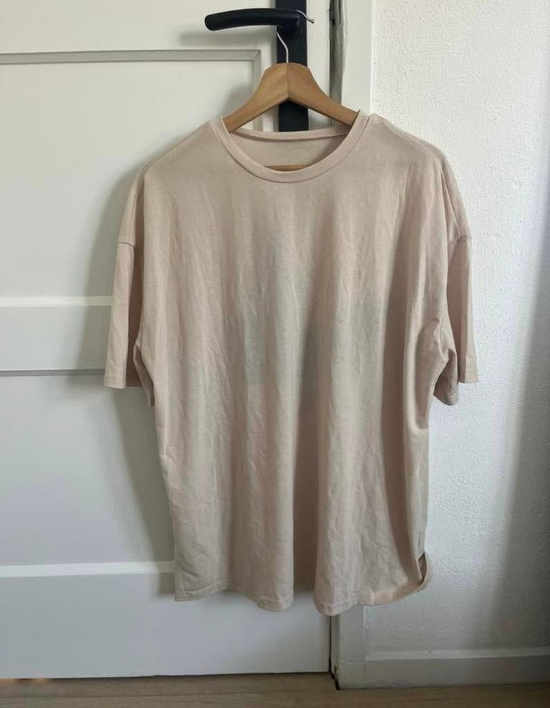 SHEIN Oversized Beige T-shirt – Blauwe Vlinder Print -Maat M, Maat 38/40 (M), Beige, Ophalen of Verzenden, Zo goed als nieuw