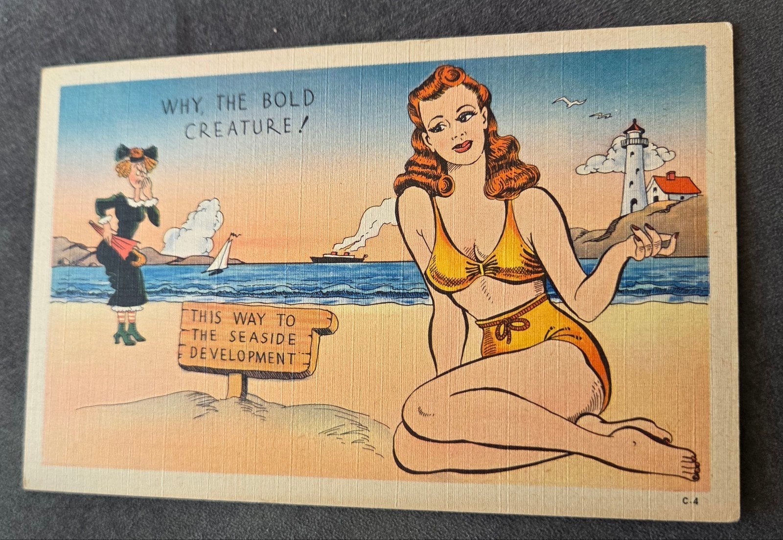 "Why, the bold creature!" Strandtafereel, Verzenden, 1940 tot 1960, Ongelopen, Overige thema's