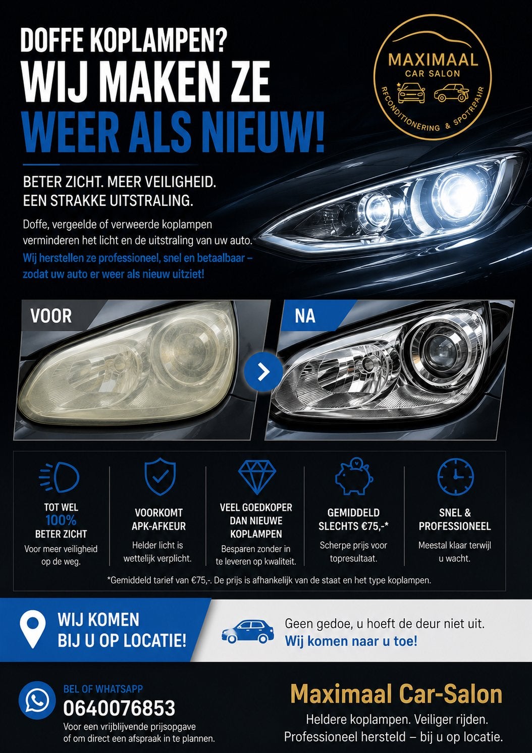 Doffe koplampen? Wij maken ze weer als nieuw!, Garantie, Overige schade