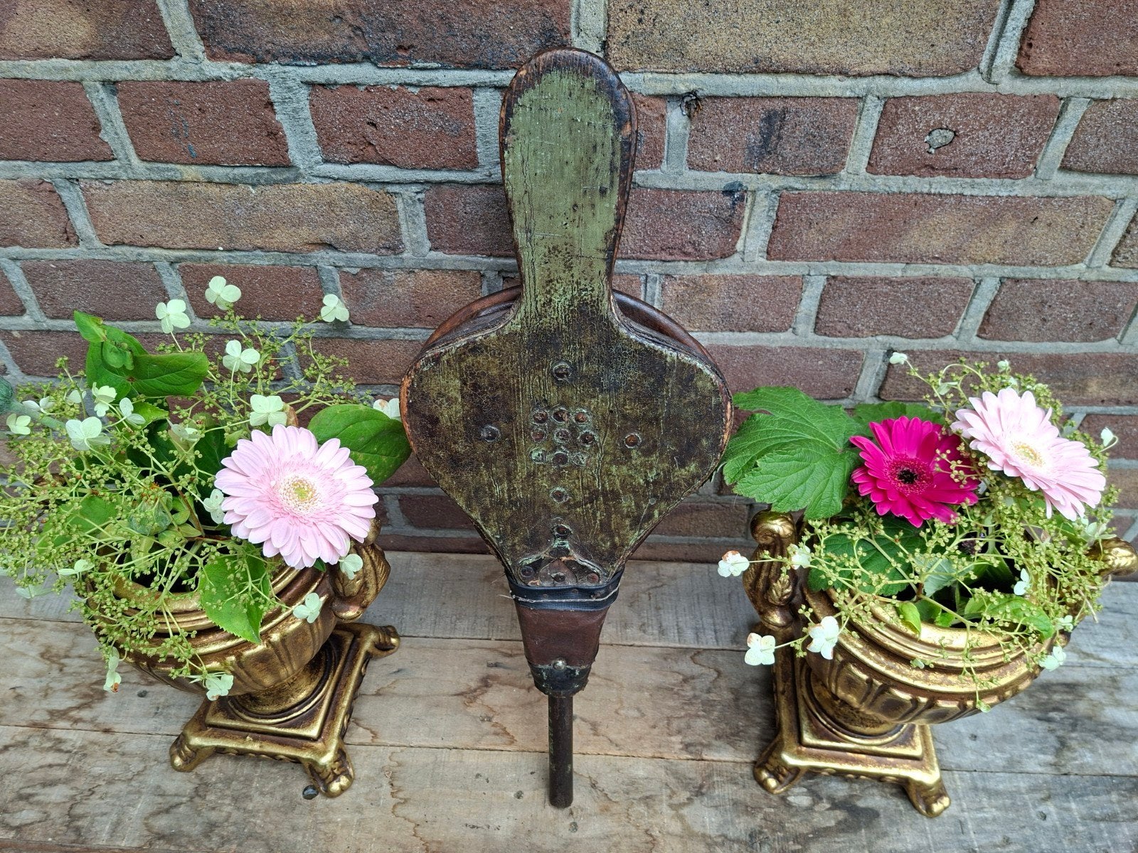 Antieke blaasbalg, leer en hout, 53 cm, in goede staat, Ophalen of Verzenden