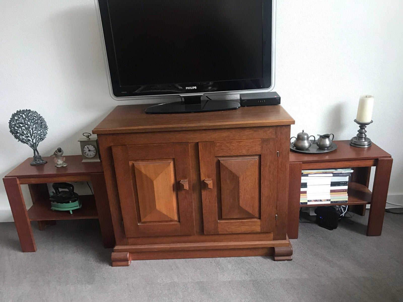 Massief hardhouten kastje, Ophalen, Zo goed als nieuw, 25 tot 50 cm, 50 tot 100 cm