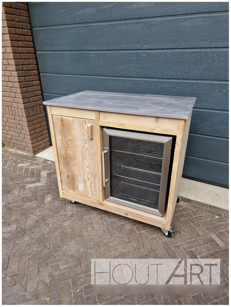 Buitenkeuken losse kast dubbel FRIDGE steigerhout
