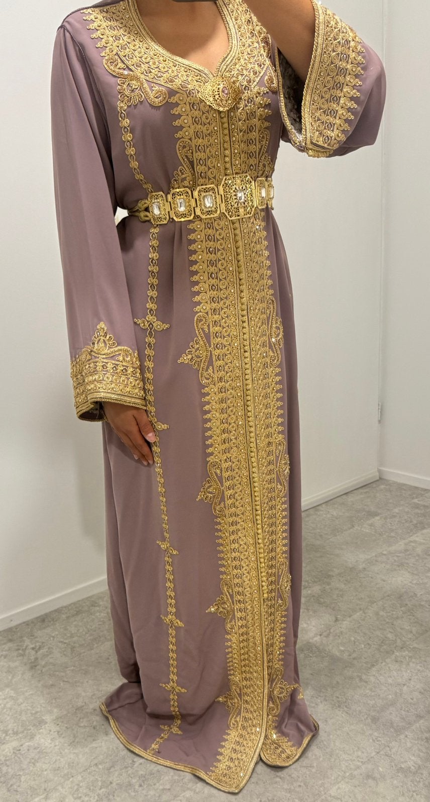 Lila Kaftan inclusief riem en broche, Ophalen of Verzenden, Zo goed als nieuw, Paars, Overige typen