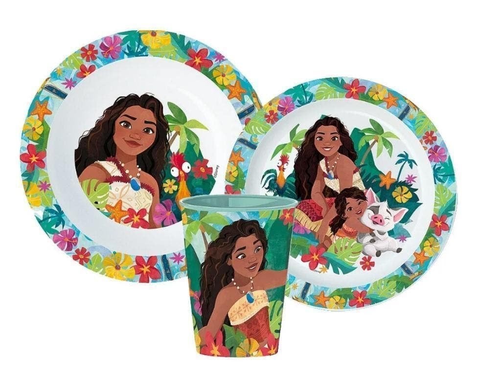 Vaiana Kinderservies met Beker - Magnetron Eetset / Dinerset, Disney, Meerkleurig, Nieuw, Ophalen of Verzenden
