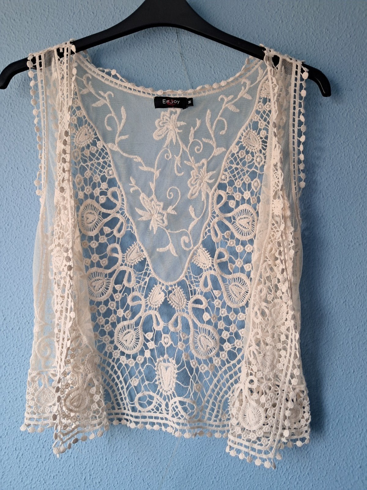 Prachtige mouwloos kanten gilet. Merk Enjoy., Maat 38/40 (M), Overige kleuren, Enjoy, Ophalen of Verzenden