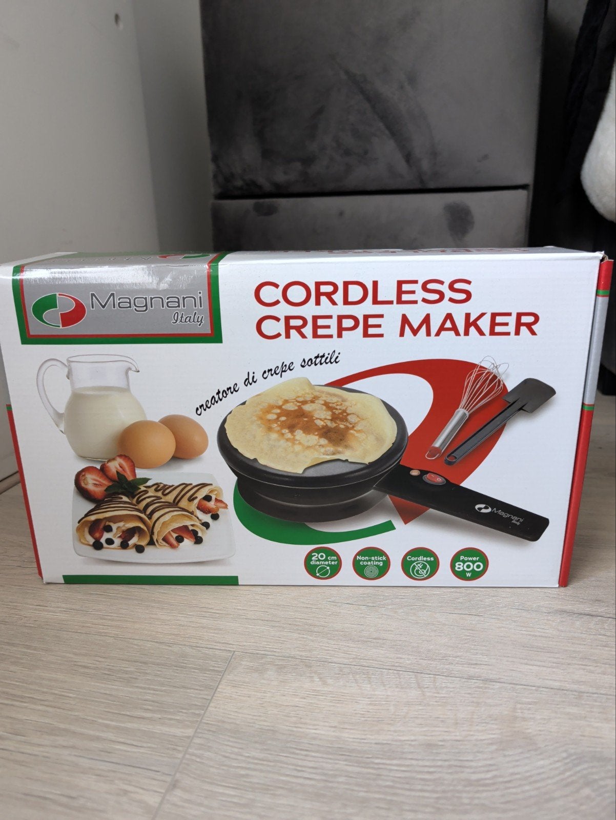 Magnani Italy Snoerloze Crêpe Maker - 800W, 20cm, Witgoed en Apparatuur, Ophalen