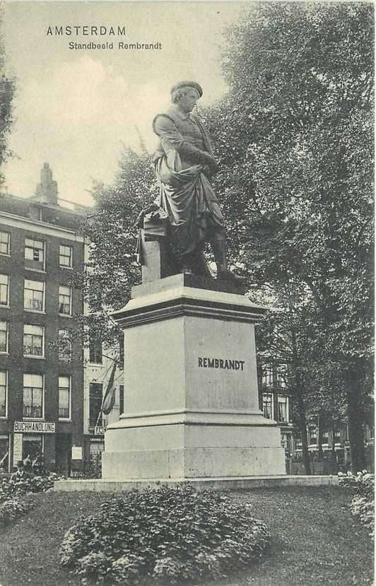 300-316-019 Amsterdam Standbeeld Rembrandt, Verzenden, Voor 1920, Noord-Holland