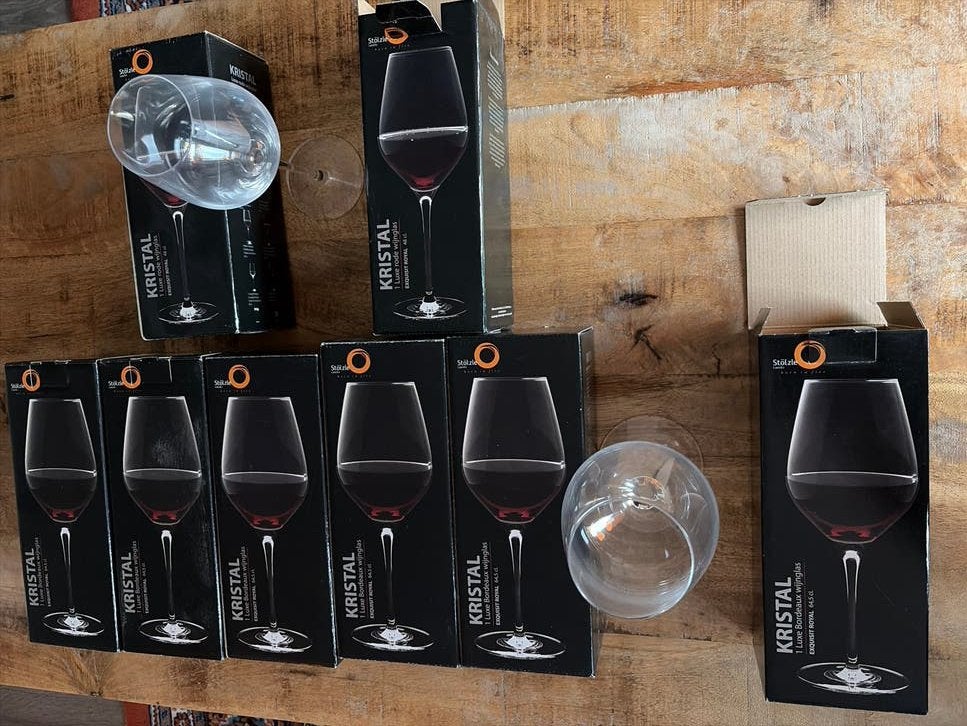 Stölzle Kristal 6 Bordeaux en 2 rode wijnglazen, Huis en Inrichting, Nieuw, Ophalen of Verzenden, Overige merken, Glas