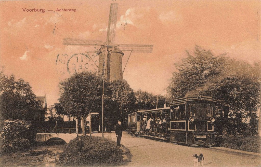 Voorburg Achterweg Molen Stoomtram ZR1447, Verzamelen, Ophalen, Voor 1920, Gelopen, Zuid-Holland