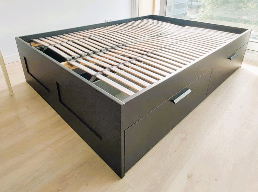 IKEA Brimnes Bedframe, Ophalen, Gebruikt, Zwart, Tweepersoons