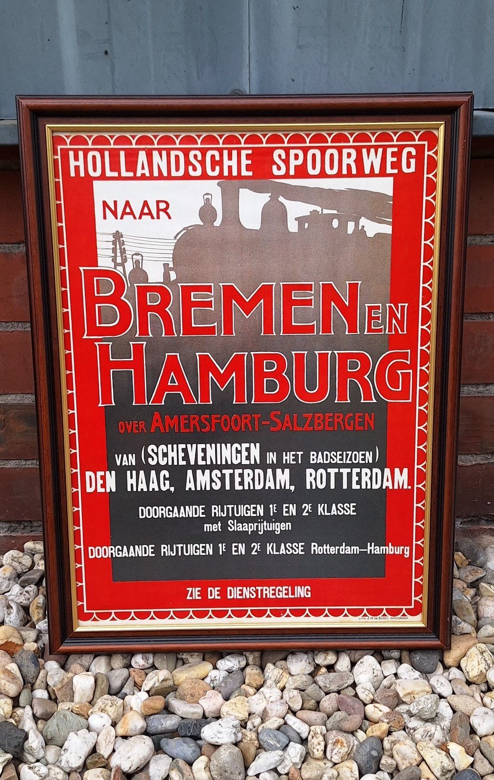 Affiche/poster de Hollandsche IJzeren Spoorweg-Maatschappij., Ophalen, Trein, Gebruikt, .
