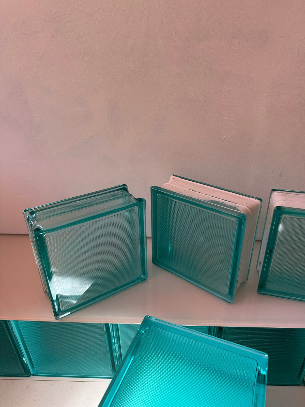 Blauwe glazen bouwstenen / glasblokken (25 stuks), Ophalen, Gebruikt, Overige typen, Minder dan 80 cm