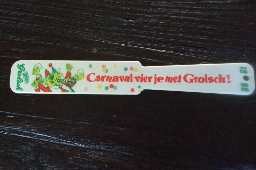 Grolsch spatel 1989 Carnaval vier je met Grolsch, Ophalen of Verzenden, Nieuw, Overige typen, Grolsch