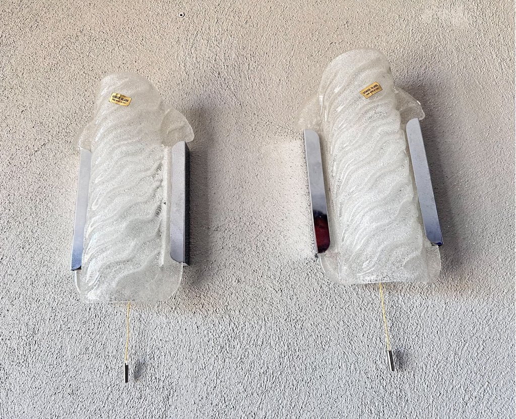 Vintage paar Murano wandlampen, Huis en Inrichting, Niet ingevuld, Niet ingevuld, Ophalen of Verzenden, Zo goed als nieuw