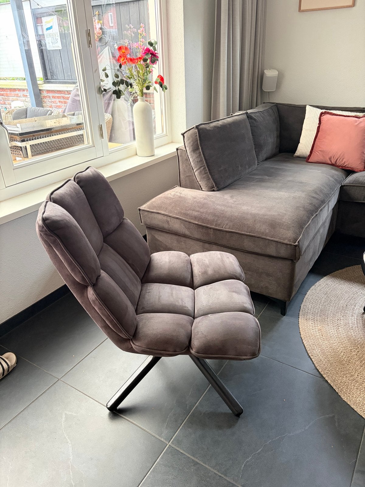 Fauteuil Daan | Eleonora| Antraciet, Huis en Inrichting, Ophalen, Zo goed als nieuw, Stof, 75 tot 100 cm