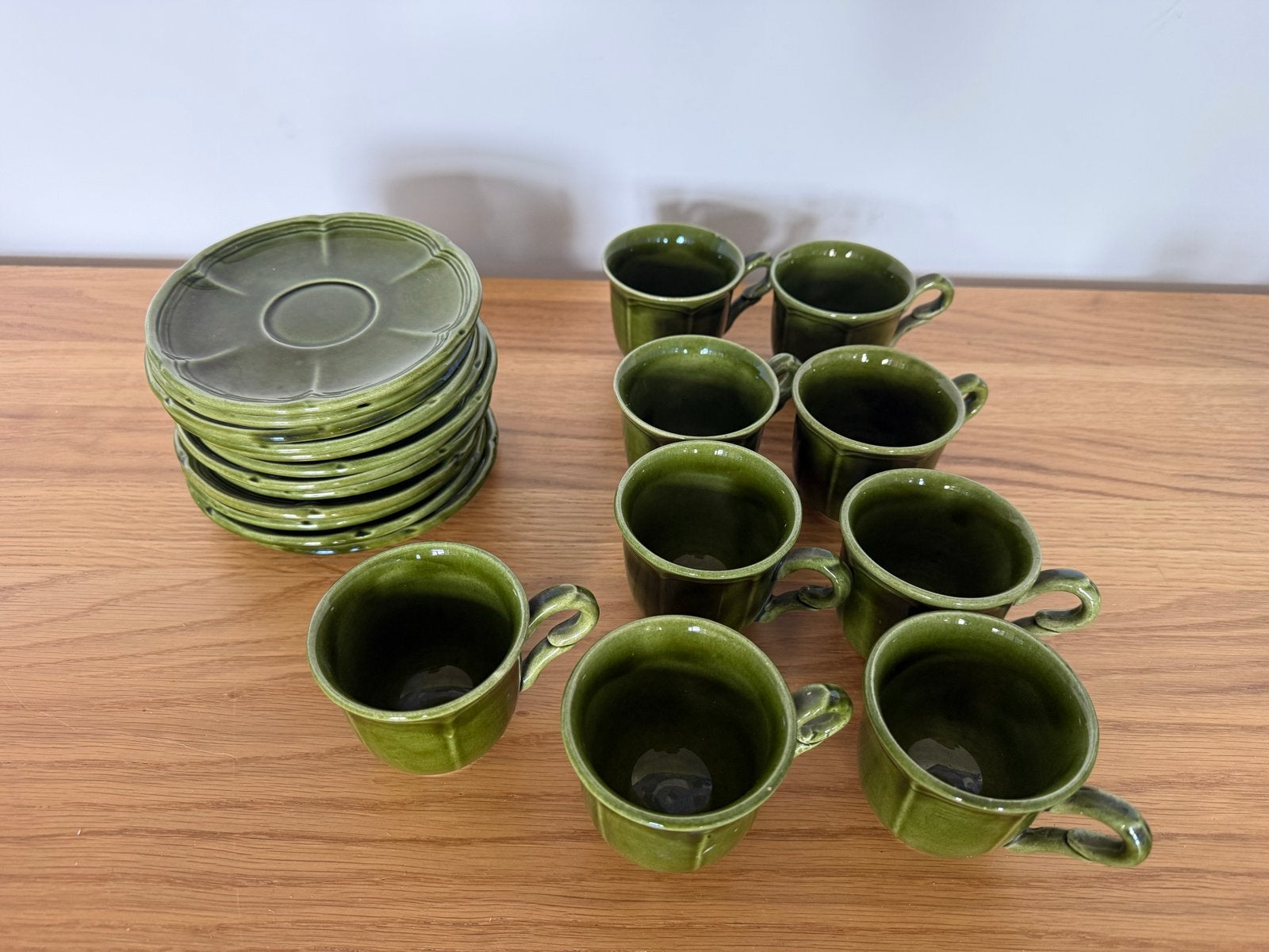 Vintage Kop en Schotel Set groen, Ophalen of Verzenden