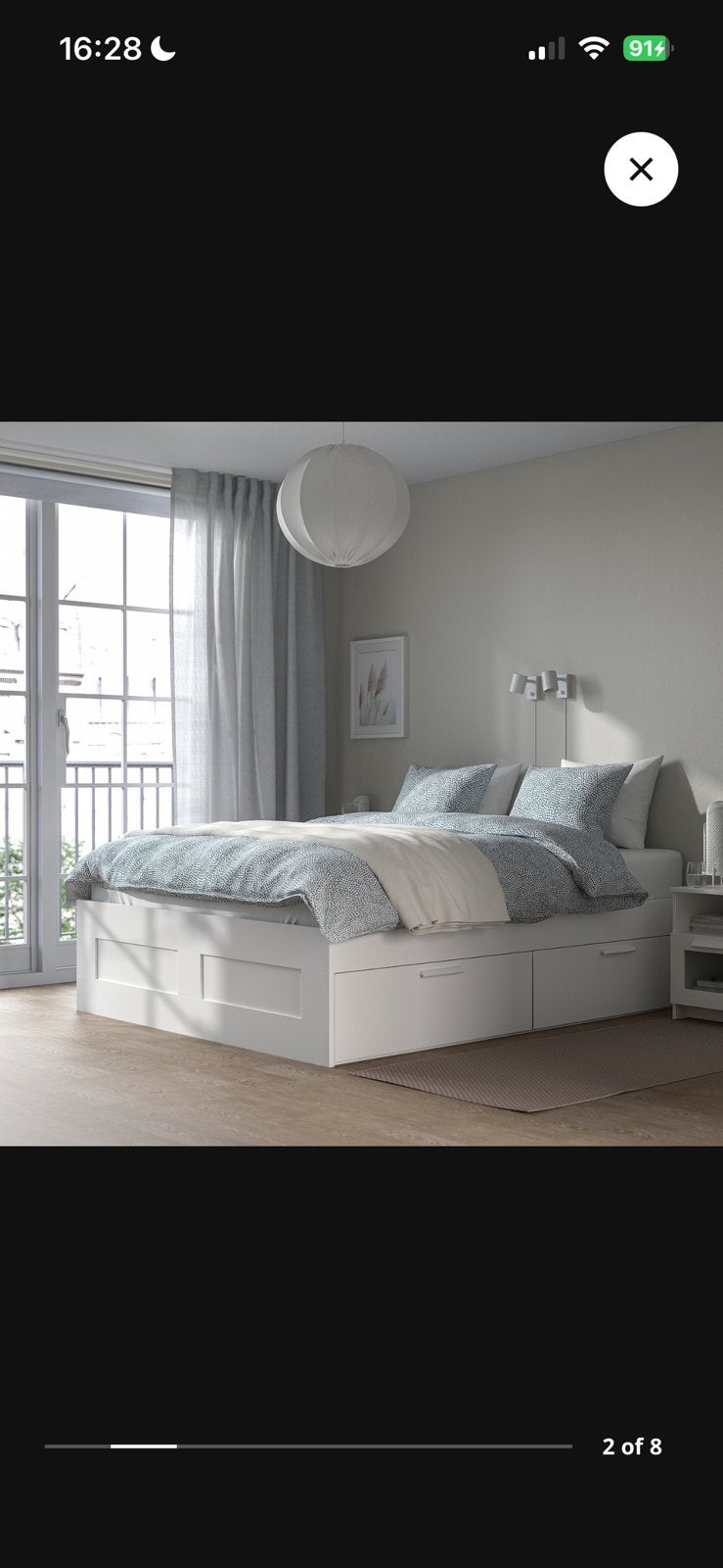 Brimnes bed IKEA, Ophalen, Wit, Tweepersoons, 140 cm